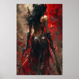 Dark Fantasy Necromancer Poster with Mystic Weapon