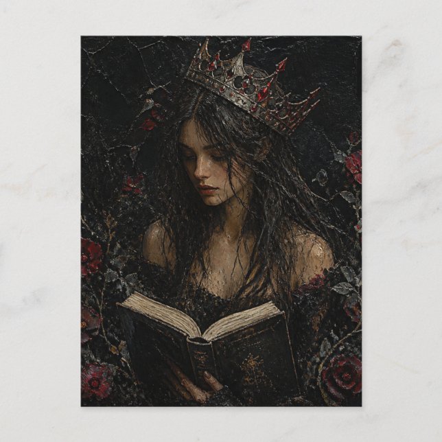 Dark Fantasy Queen Reading Postcard (Front)