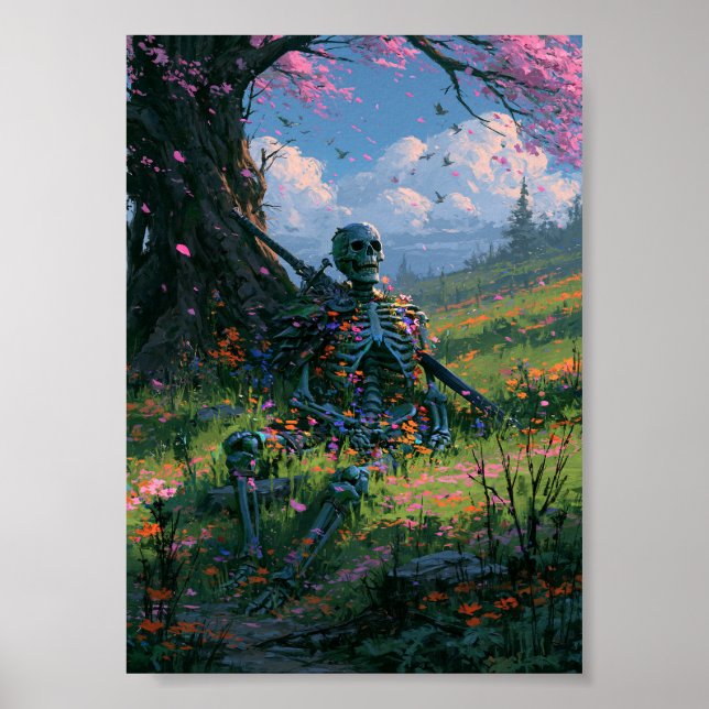 Dark Fantasy Resting Skeleton Poster  (Front)