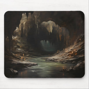 Dark Fantasy River Cave Mouse Pad