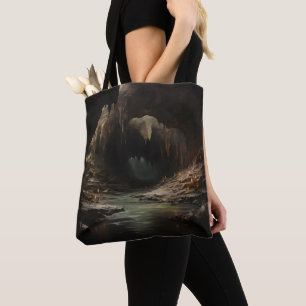 Dark Fantasy River Cave Tote Bag