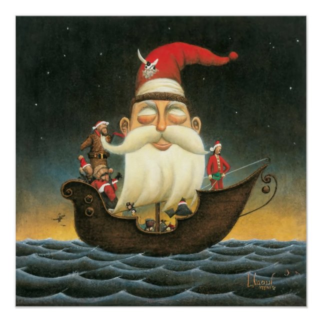 Dark Fantasy Santa Pirate Canvas Art Poster (Front)