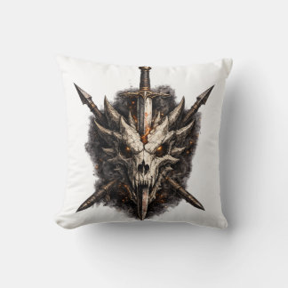 Dark Fantasy Skull Sword Warrior Emblem Cushion
