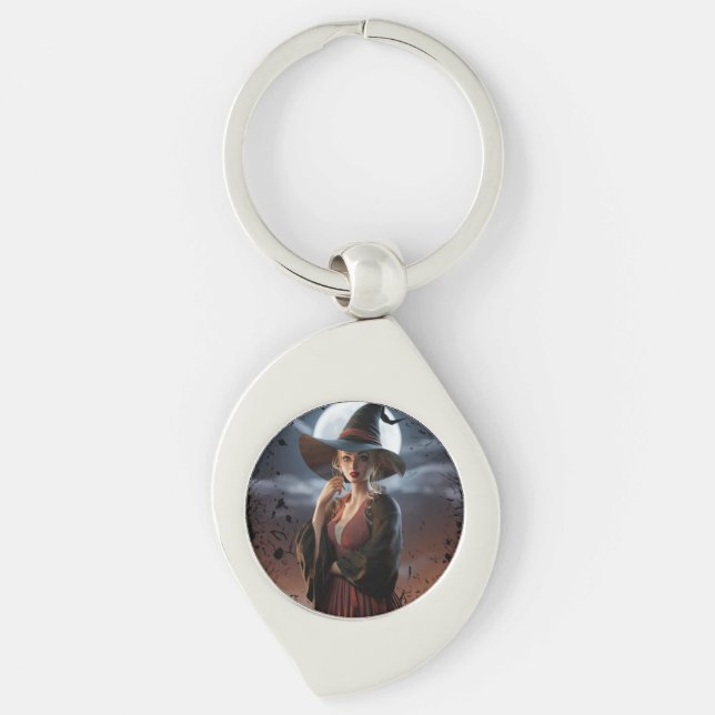 Dark Fantasy Witch Coaster Key Ring (Front)