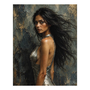 Dark Fantasy Woman – Modern Oil Painting Portrait Photo Print