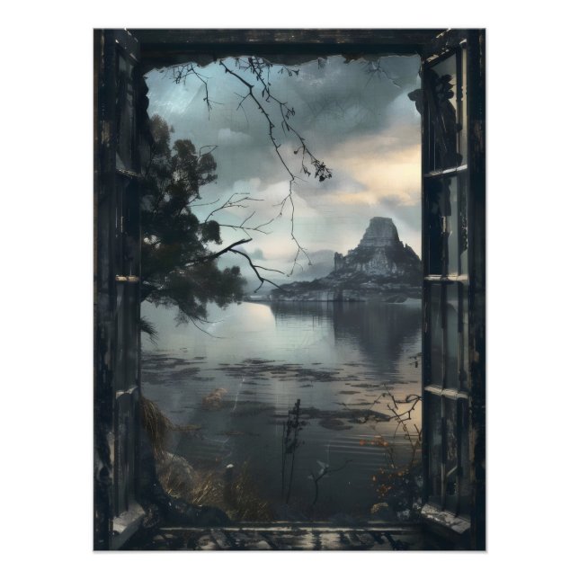 Dark Fantasy World Window View Photo Print (Front)