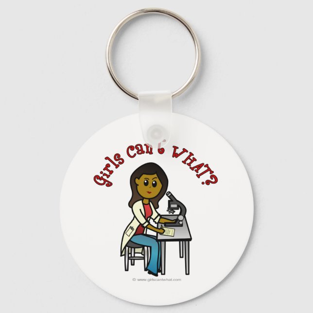 Dark Female Scientist Key Ring (Front)