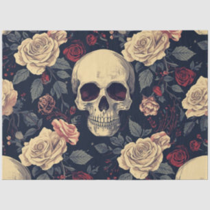Dark Feminine Skull White Rose Decoupage Tissue Pa Paper
