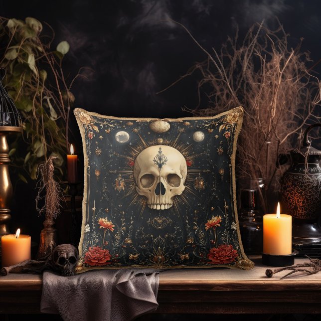 Dark Floral and Skull Design Cushion (Creator Uploaded)