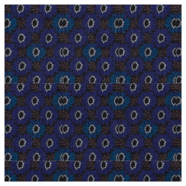 Dark Floral Background Wrapping Paper Blue Fabric (Swatch)