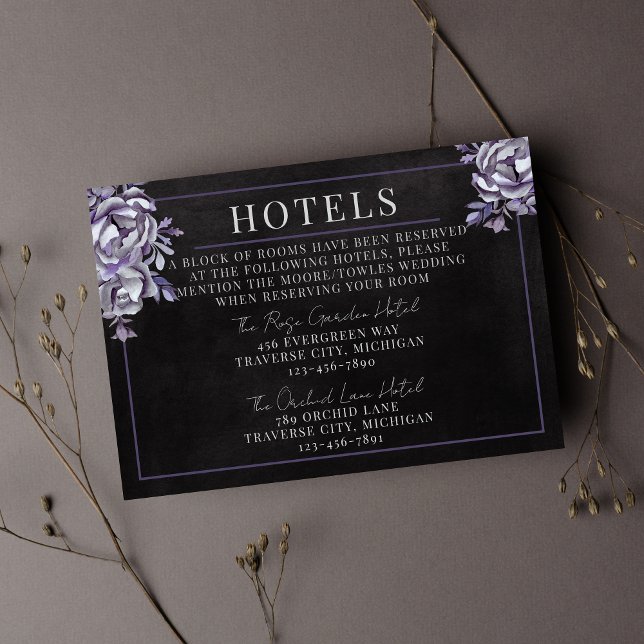 Dark Floral Black Gothic Purple Halloween Wedding Enclosure Card (Creator Uploaded)
