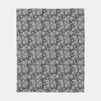 Dark Floral Black Grey Roses Aesthetic Fleece Blanket
