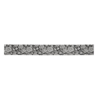 Dark Floral Black Grey Roses Aesthetic Satin Ribbon