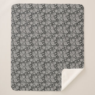 Dark Floral Black Grey Roses Aesthetic Sherpa Blanket