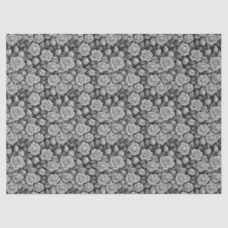 Dark Floral Black Grey Roses Aesthetic Tissue Paper