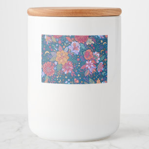 Dark Floral Botanical Pattern with Vintage Moody G Food Label