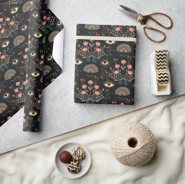 Dark Floral Botanical Romantasy Eye Wrapping Paper (Crafts)