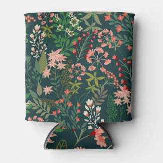 Dark Floral Botanical Seamless Pattern Can Cooler