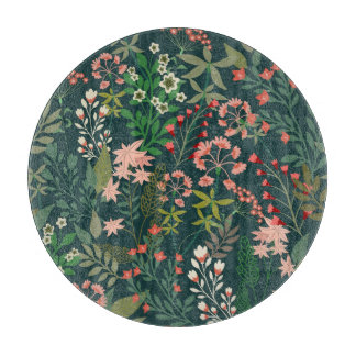 Dark Floral Botanical Seamless Pattern Cutting Board
