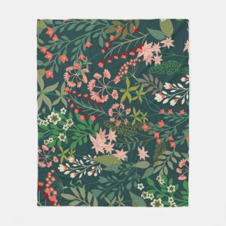 Dark Floral Botanical Seamless Pattern Fleece Blanket