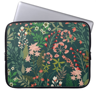 Dark Floral Botanical Seamless Pattern Laptop Sleeve