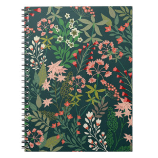 Dark Floral Botanical Seamless Pattern Notebook