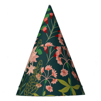 Dark Floral Botanical Seamless Pattern Party Hat