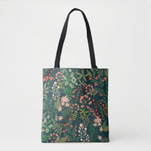 Dark Floral Botanical Seamless Pattern Tote Bag