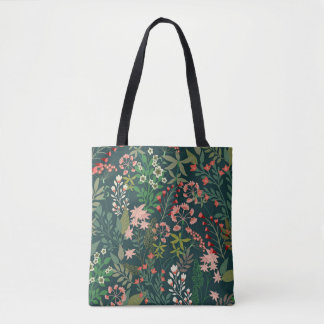 Dark Floral Botanical Seamless Pattern Tote Bag
