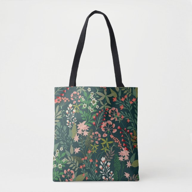 Dark Floral Botanical Seamless Pattern Tote Bag (Front)