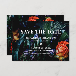 Dark Floral Botanical Wedding Save the Date Card