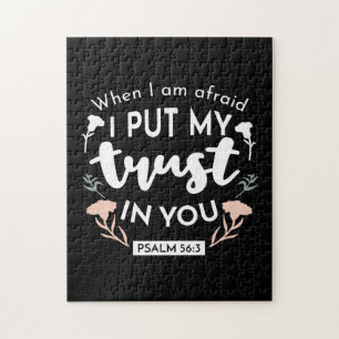 Dark Floral Christian Art - Psalm 56:3  Jigsaw Puzzle