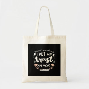 Dark Floral Christian Art - Psalm 56:3 Tote Bag