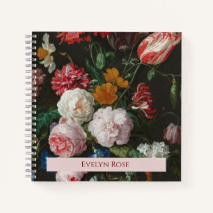 Dark Floral Custom Name Notebook