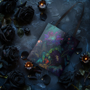 Dark Floral Design Tote Bag
