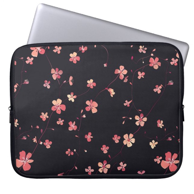 Dark Floral Dream Pattern Laptop Sleeve (Front)