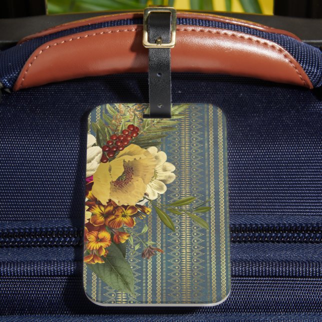 Dark Floral Elegance Luggage Tag (Front Insitu 2)