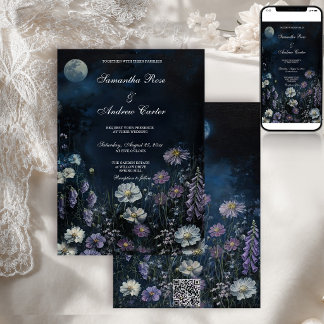 Dark Floral Foxglove Night Garden Wedding Invitation