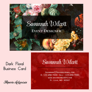 Dark Floral & Fruit Business Card Design