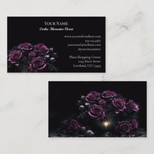 Dark Floral Gothic Alternative Florist Business Card