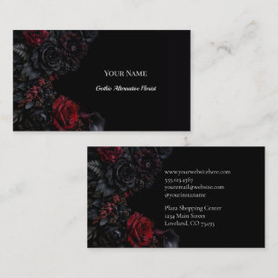 Dark Floral Gothic Alternative Florist Business Card