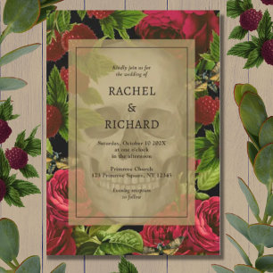 Dark Floral Gothic Wedding Invitation