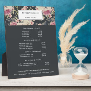 Dark Floral Logo Pricing Plaque