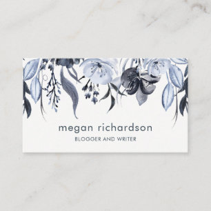 Dark Floral Modern Watercolor Business Card