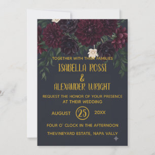 Dark Floral Moody Elegance Wedding Invitation