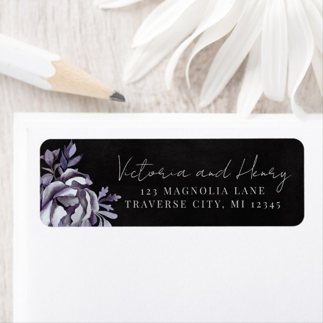 Dark Floral Moody Gothic Wedding Return Address (Insitu)