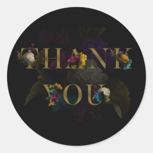 Dark Floral Moody Monogram Thank You Sticker