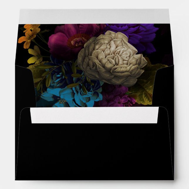 Dark Floral Moody Wedding Invitation Envelope (Back (Bottom))