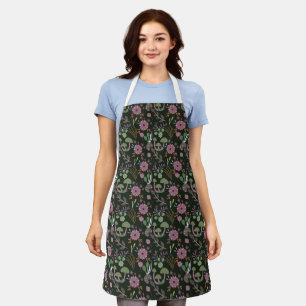 Dark Floral Pattern Apron