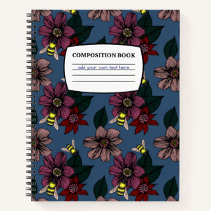 Dark Floral Pattern Composition Notebook